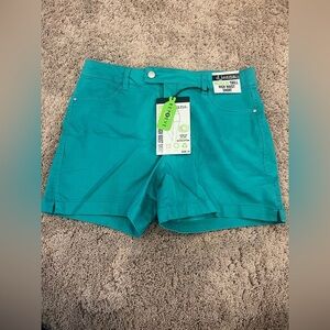 NWT New 14 D. Jeans twill high waist shorts blue teal turquoise